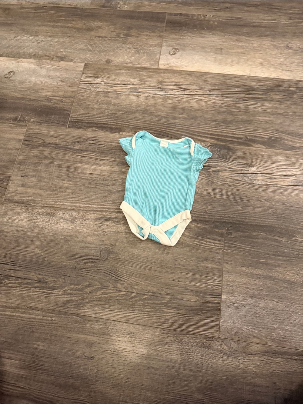 next Light Blue Short-Sleeve Bodysuit with White Trim